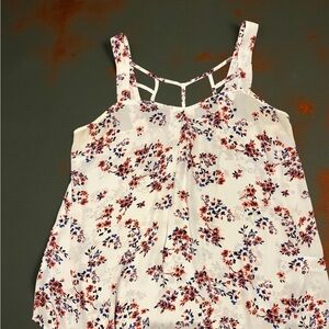 Maurices Floral Camisole in Red and Blue on Cream